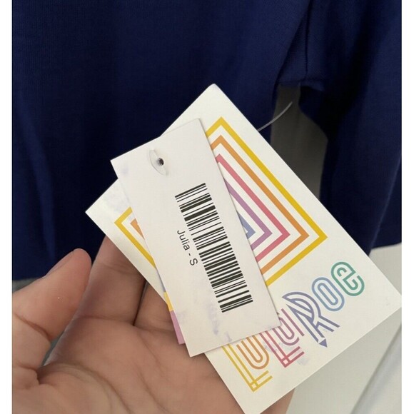 LuLaRoe Womens Dress Size Small Julia Multi-Color Blue & Gray Dress - Picture 3 of 4